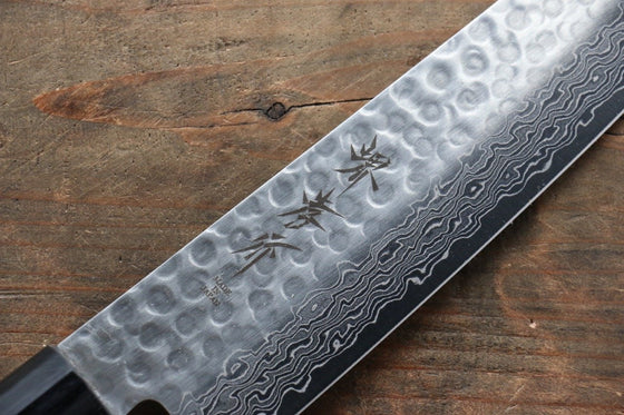 Sakai Takayuki 45 Layer Damascus Japanese Chef's Santoku Knife 180mm & Petty Knife 150mm with Shitan Handle Set - Japanny - Best Japanese Knife