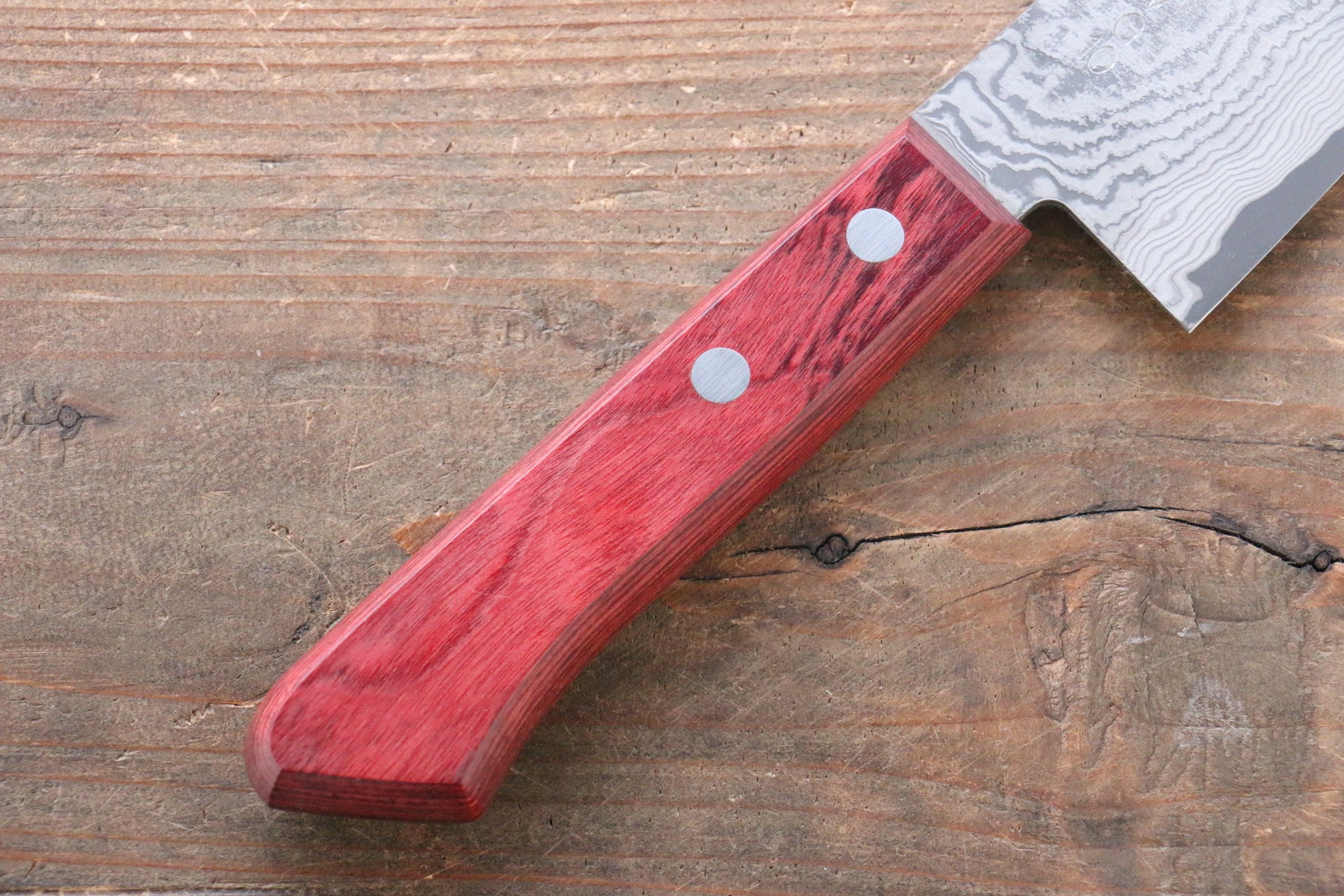 Nao Yamamoto VG10 Black Damascus Gyuto 180mm Red Pakka wood Handle - Japanny - Best Japanese Knife