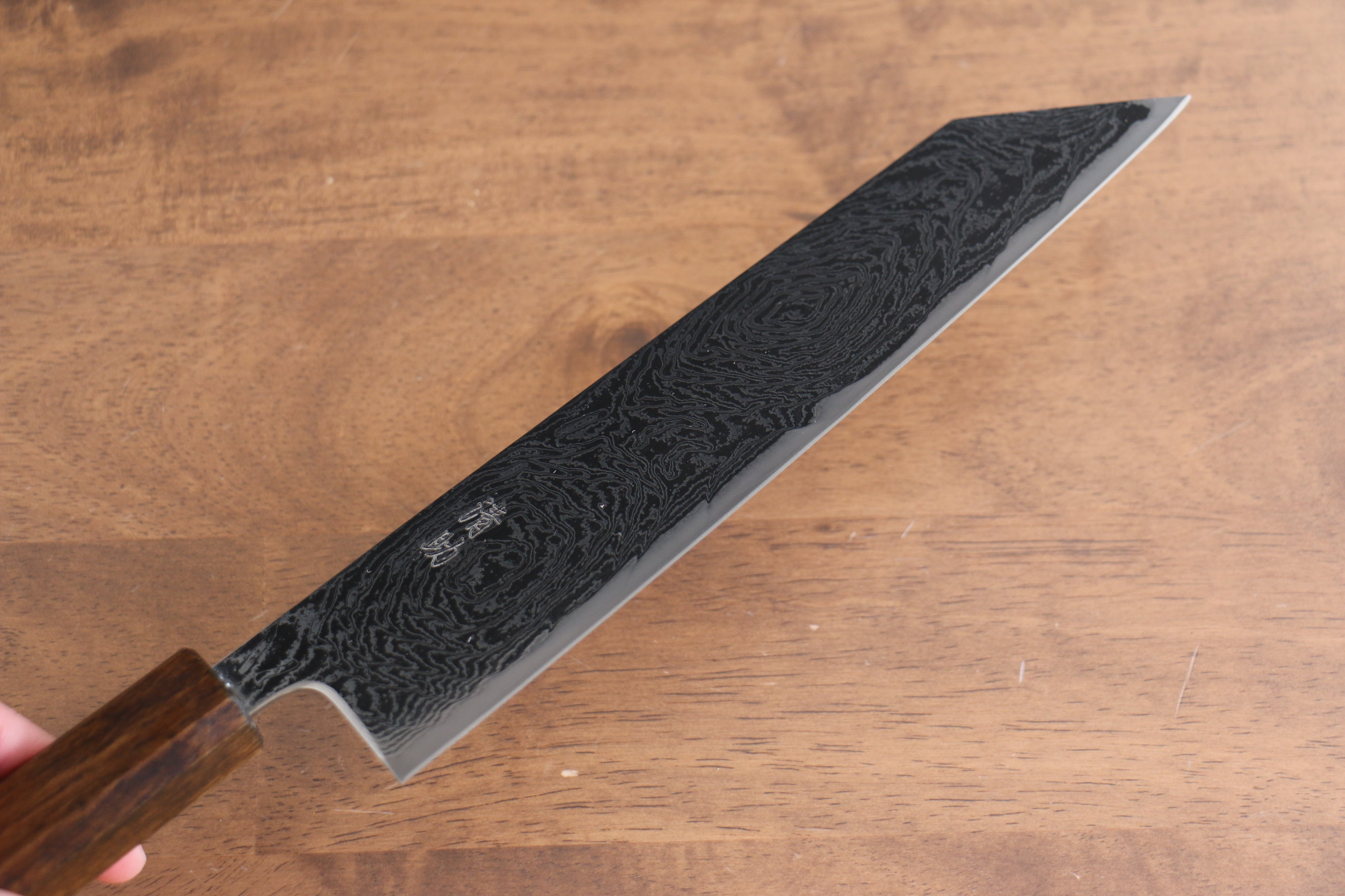 Seisuke Nami AUS10 Mirrored Finish Damascus Kiritsuke Gyuto 210mm Oak Handle - Japanny - Best Japanese Knife