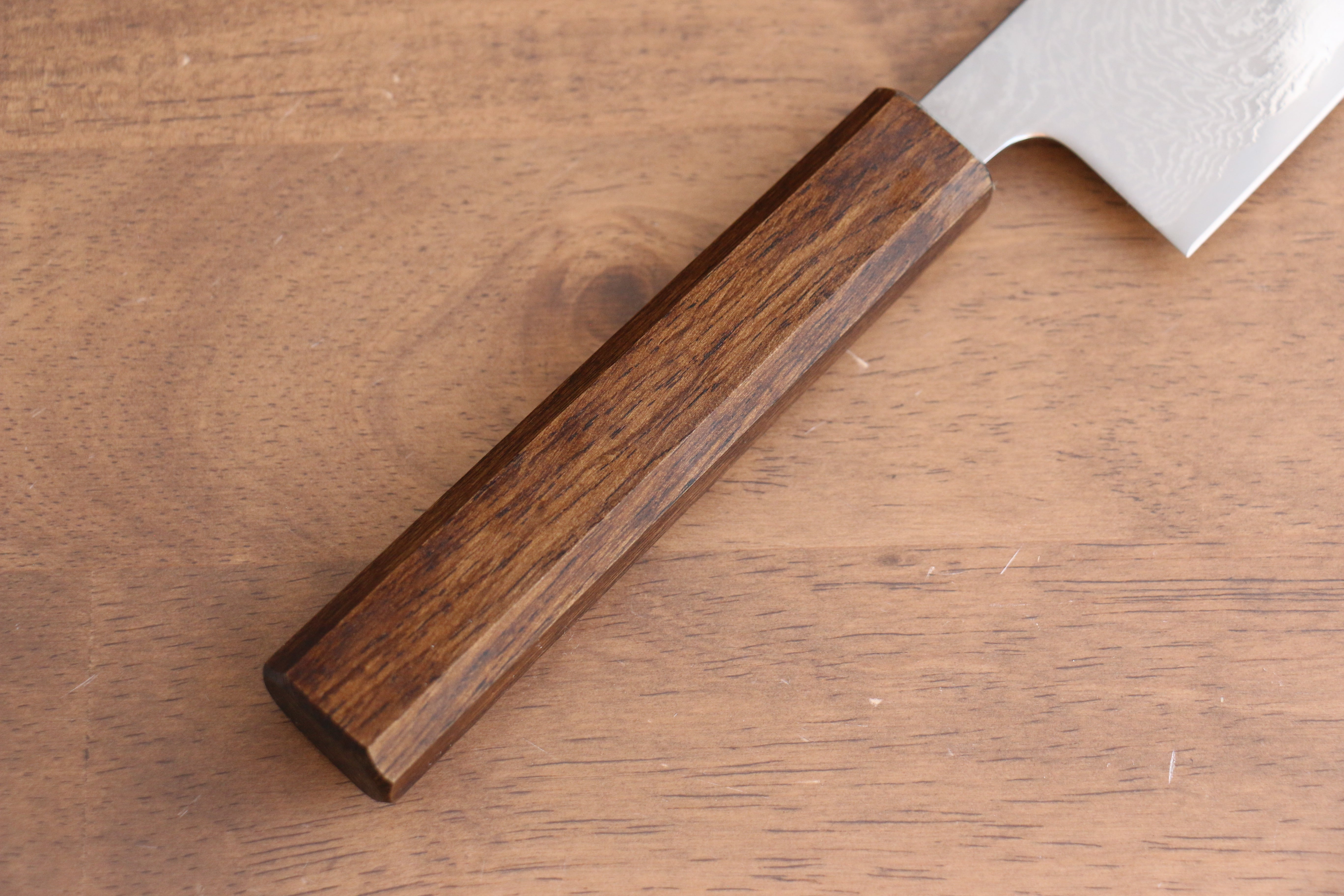 Seisuke Nami AUS10 Mirrored Finish Damascus Kiritsuke Gyuto 210mm Oak Handle - Japanny - Best Japanese Knife