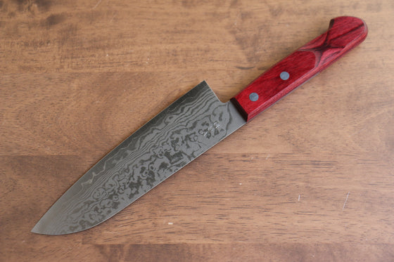 Nao Yamamoto VG10 Damascus Santoku 170mm Red Pakka wood Handle - Japanny - Best Japanese Knife