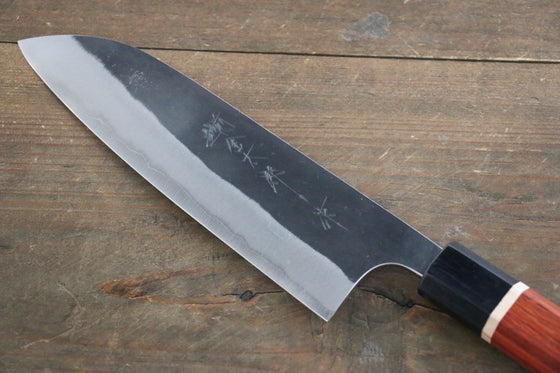 Yoshimi Kato Blue Super Clad Kurouchi Santoku Japanese Chef Knife 170mm Padoauk Handle - Japanny - Best Japanese Knife