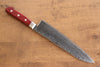 Seisuke Nami AUS10 Mirrored Finish Damascus Gyuto 210mm Red Pakka wood Handle - Japanny - Best Japanese Knife