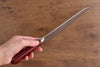 Seisuke Nami AUS10 Mirrored Finish Damascus Gyuto 210mm Red Pakka wood Handle - Japanny - Best Japanese Knife