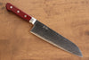 Seisuke Nami AUS10 Mirrored Finish Damascus Santoku  180mm Red Pakka wood Handle - Japanny - Best Japanese Knife