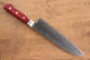 Seisuke Nami AUS10 Mirrored Finish Damascus Santoku  180mm Red Pakka wood Handle - Japanny - Best Japanese Knife