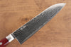 Seisuke Nami AUS10 Mirrored Finish Damascus Santoku  180mm Red Pakka wood Handle - Japanny - Best Japanese Knife