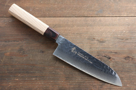 Sakai Takayuki VG10 33 Layer Damascus Santoku 170mm Keyaki (Japanese Elm) Handle - Japanny - Best Japanese Knife