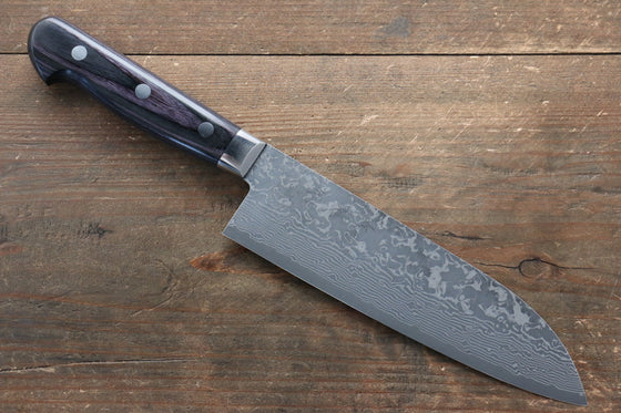 Yoshimi Kato VG10 Damascus Santoku 165mm with Black Pakka wood Handle with Saya - Japanny - Best Japanese Knife