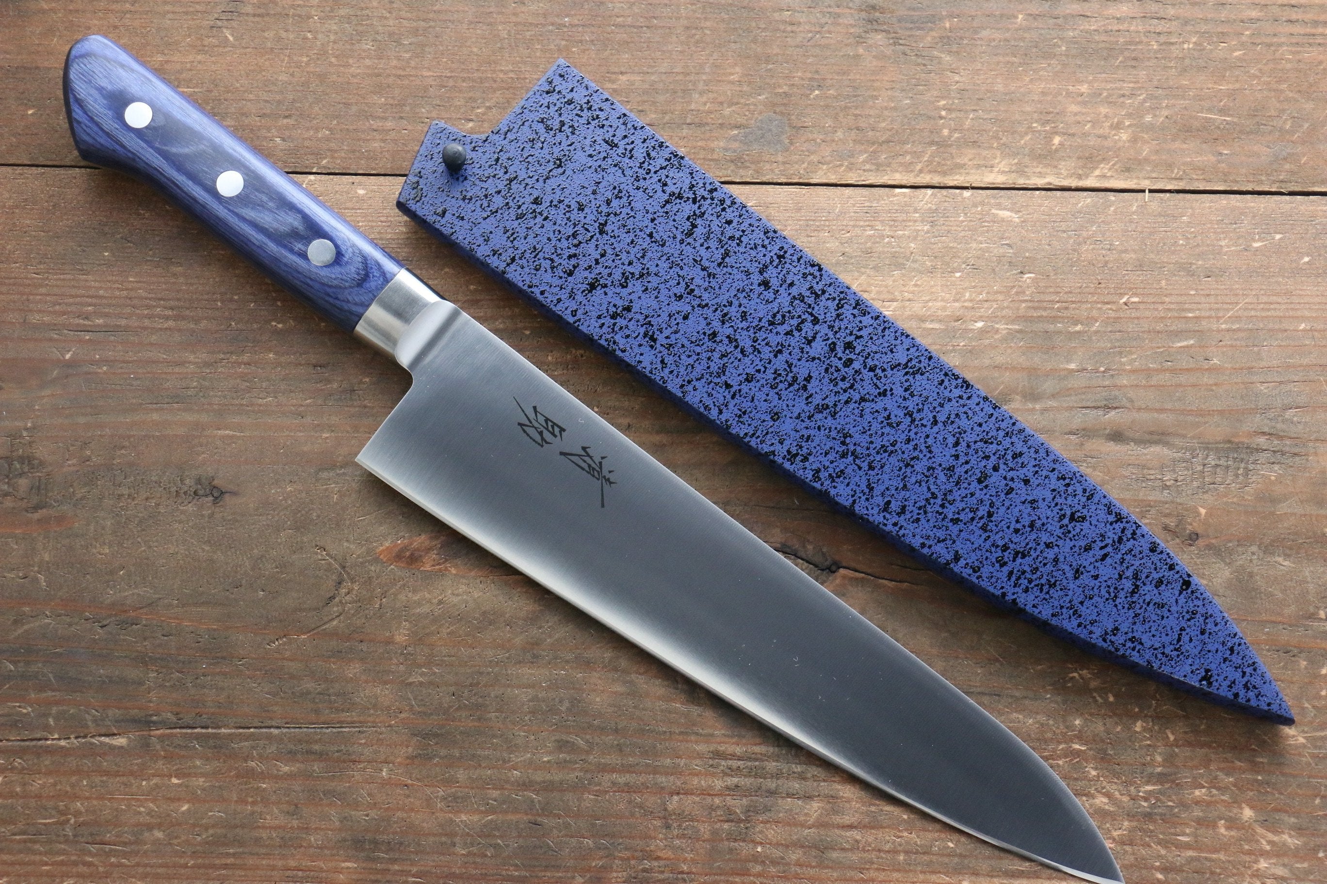 Seisuke Seiten Molybdenum Gyuto 210mm Blue Pakka wood Handle with Sheath - Japanny - Best Japanese Knife
