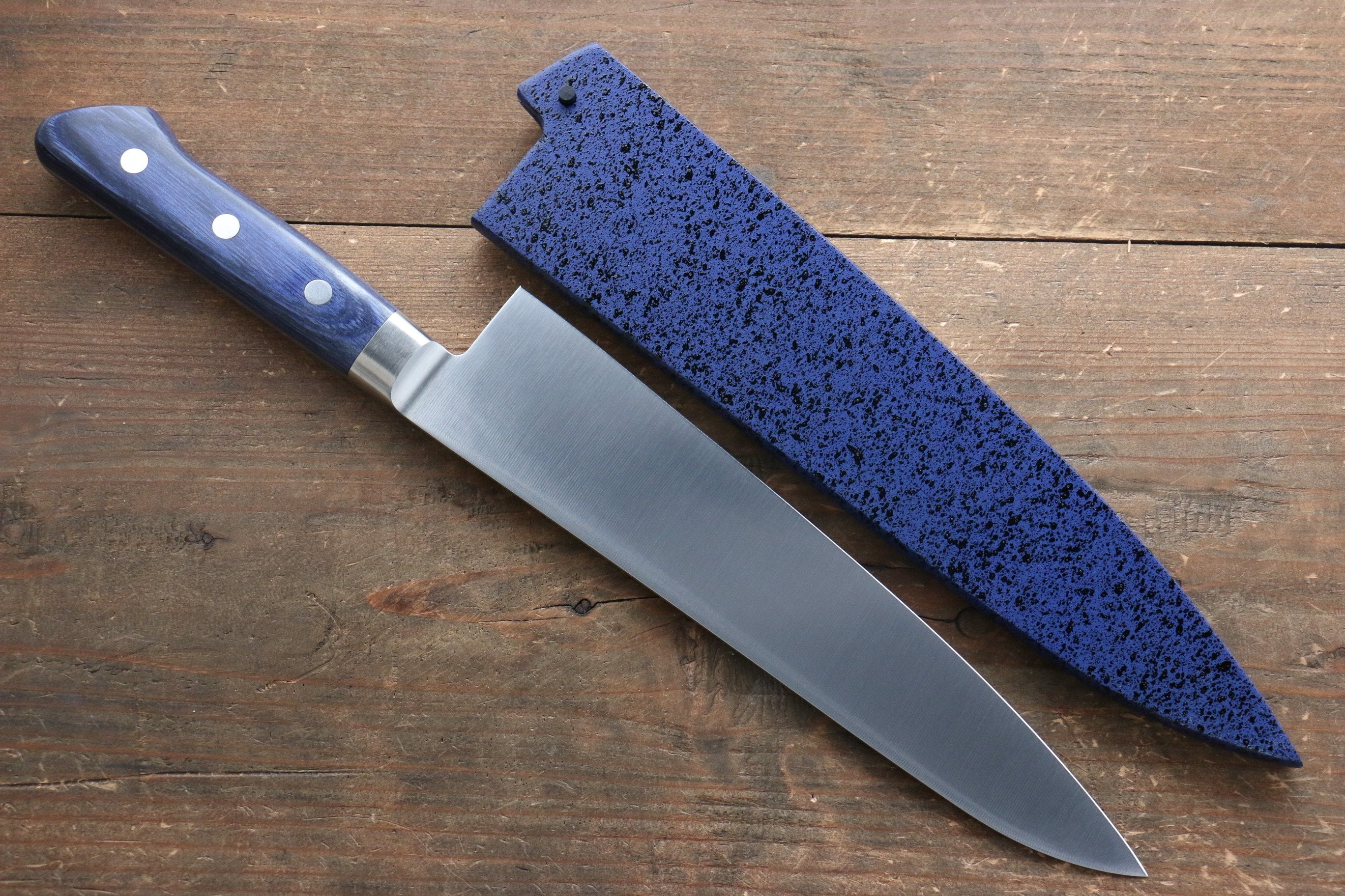Seisuke Seiten Molybdenum Gyuto 210mm Blue Pakka wood Handle with Sheath - Japanny - Best Japanese Knife