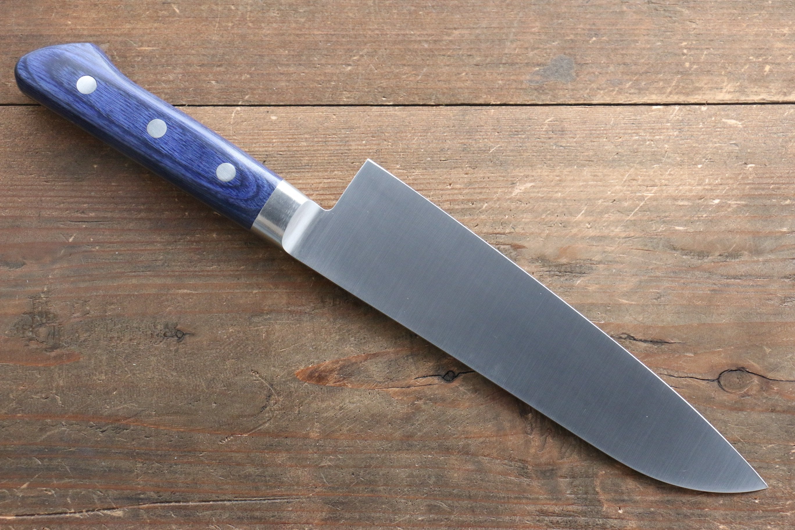 Seisuke Seiten Molybdenum Santoku 180mm Blue Pakka wood Handle with Sheath - Japanny - Best Japanese Knife