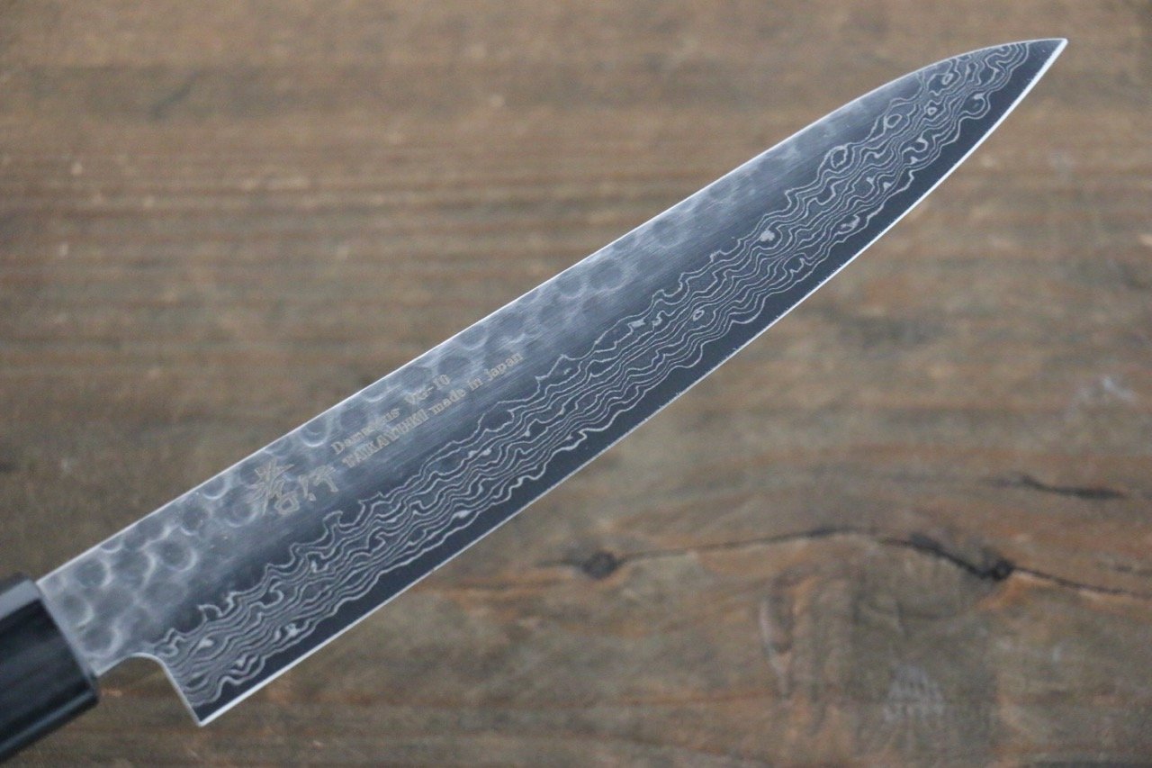 Sakai Takayuki AUS10 45 Layer Damascus Petty-Utility 150mm Shitan Handle - Japanny - Best Japanese Knife