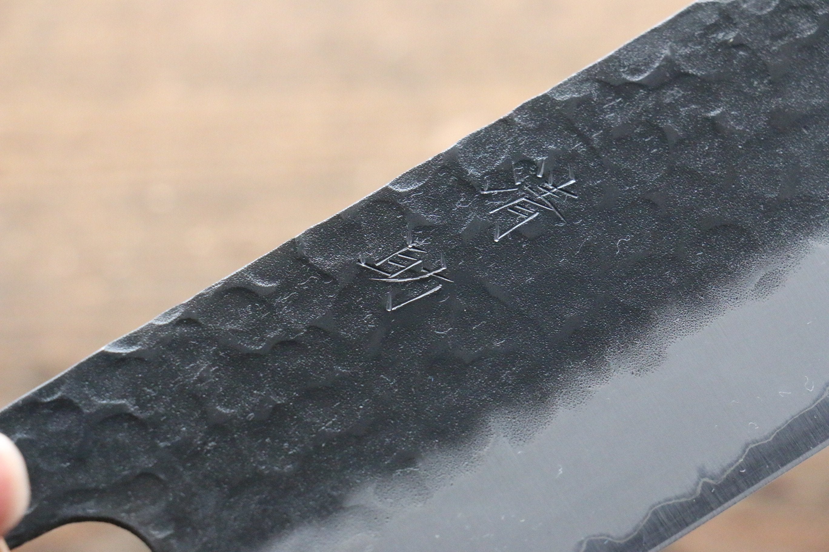 Seisuke Kokubyaku Blue Super Hammered Nakiri 165mm Morado Handle - Japanny - Best Japanese Knife