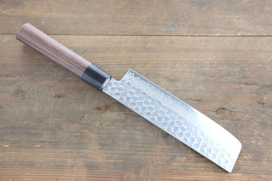 Sakai Takayuki AUS10 45 Layer Damascus Nakiri 160mm Shitan Handle - Japanny - Best Japanese Knife