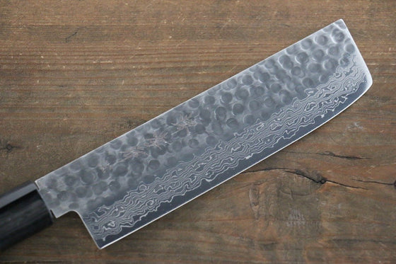 Sakai Takayuki AUS10 45 Layer Damascus Nakiri 160mm Shitan Handle - Japanny - Best Japanese Knife