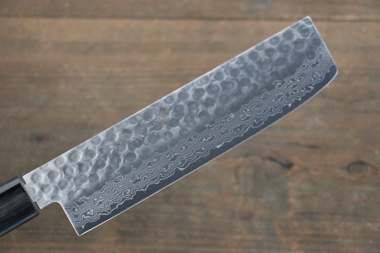 Sakai Takayuki AUS10 45 Layer Damascus Nakiri 160mm Shitan Handle - Japanny - Best Japanese Knife