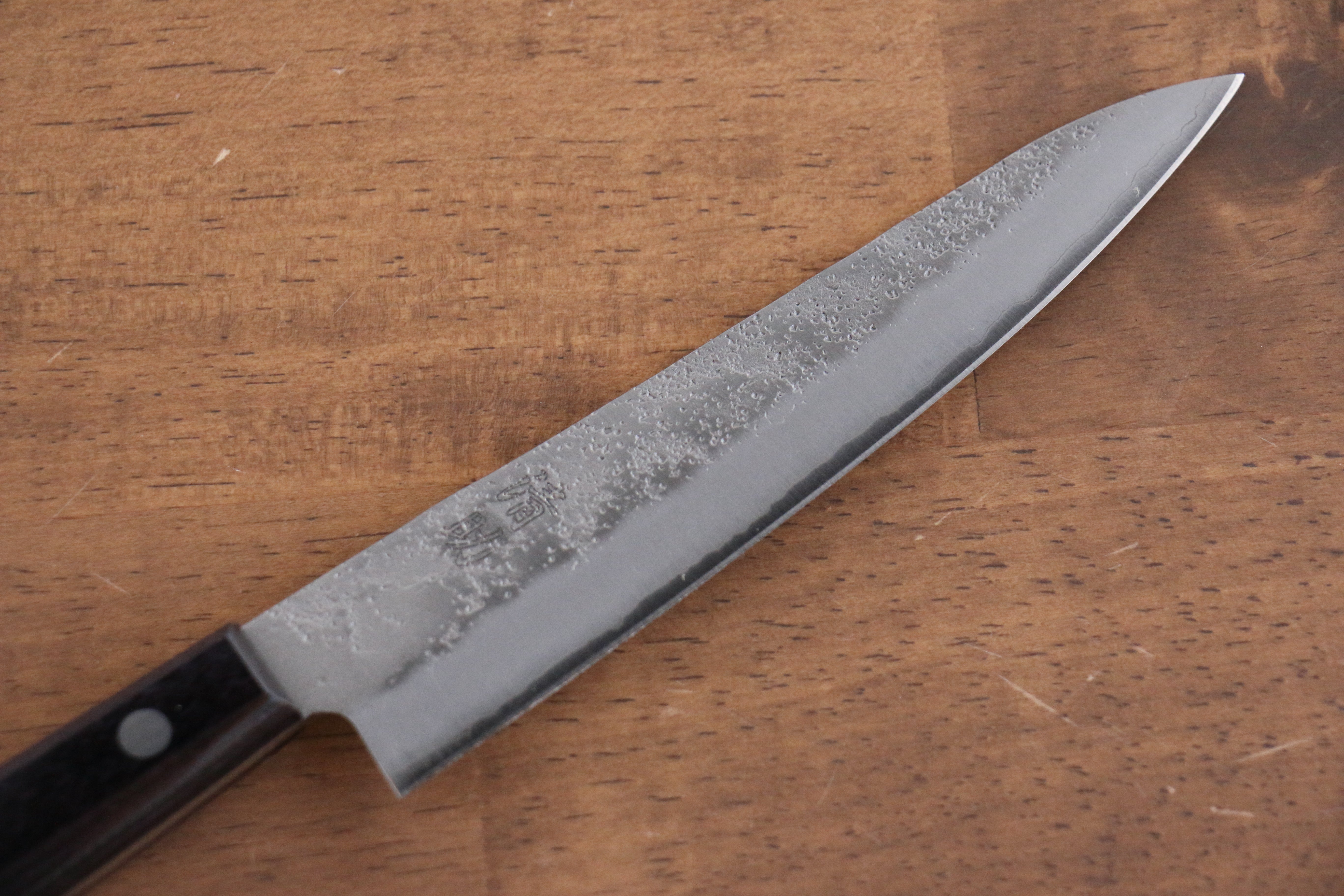 Seisuke Budou Silver Steel No.3 Nashiji Petty-Utility 135mm Purple Pakka wood Handle - Japanny - Best Japanese Knife