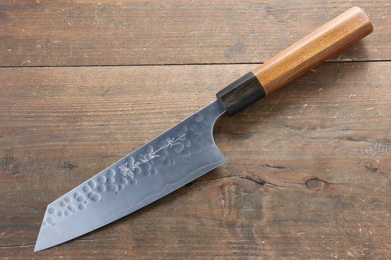 Yoshimi Kato Silver Steel No.3 Hammered Bunka 165mm with Brown Lacquered Handle - Japanny - Best Japanese Knife