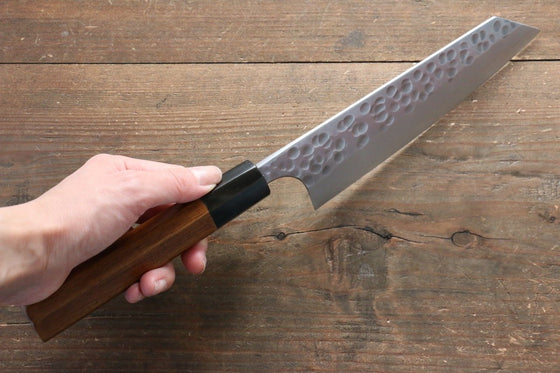 Yoshimi Kato Silver Steel No.3 Hammered Bunka 165mm with Brown Lacquered Handle - Japanny - Best Japanese Knife