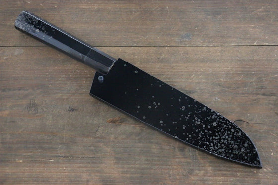 Sakai Takayuki VG10 33 Layer Damascus Hammered Santoku 170mm Silver Dots Lacquered Handle with Sheath - Japanny - Best Japanese Knife