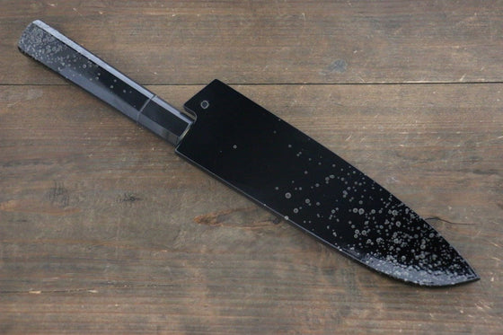 Sakai Takayuki VG10 33 Layer Damascus Hammered Santoku 170mm Silver Dots Lacquered Handle with Sheath - Japanny - Best Japanese Knife