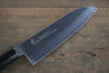 Sakai Takayuki VG10 33 Layer Damascus Hammered Santoku 170mm Silver Dots Lacquered Handle with Sheath - Japanny - Best Japanese Knife