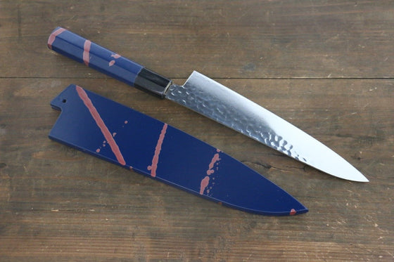 Sakai Takayuki VG10 33 Layer Damascus Hammered Gyuto 210mm Blue Lacquered Handle with Sheath - Japanny - Best Japanese Knife