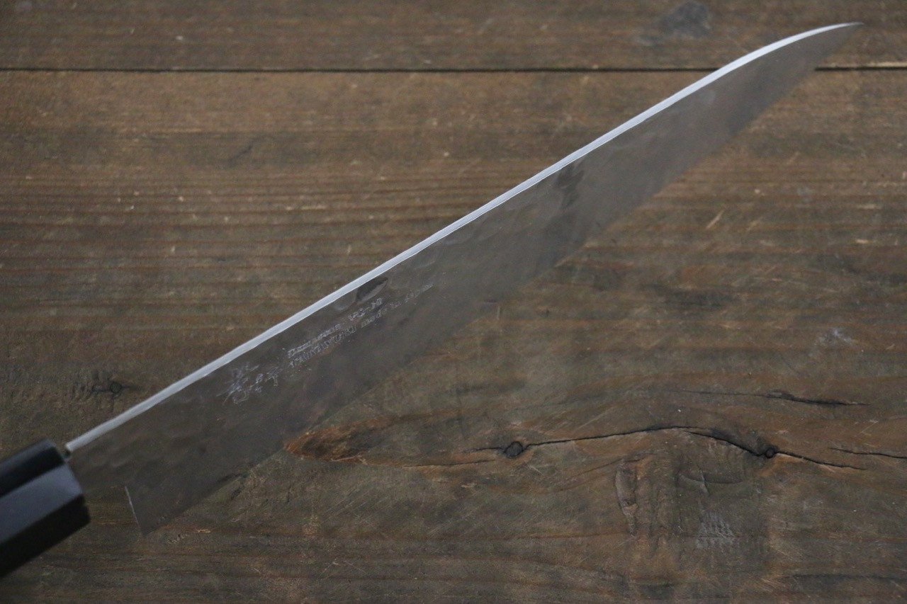 Sakai Takayuki VG10 33 Layer Damascus Hammered Gyuto 210mm Blue Lacquered Handle with Sheath - Japanny - Best Japanese Knife