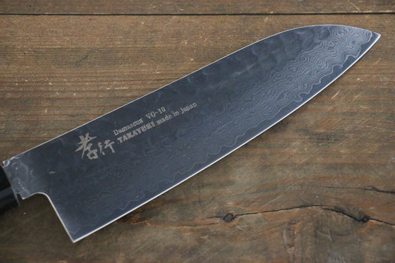 Sakai Takayuki VG10 33 Layer Damascus Hammered Santoku 170mm Gold Lacquered Handle with Sheath - Japanny - Best Japanese Knife