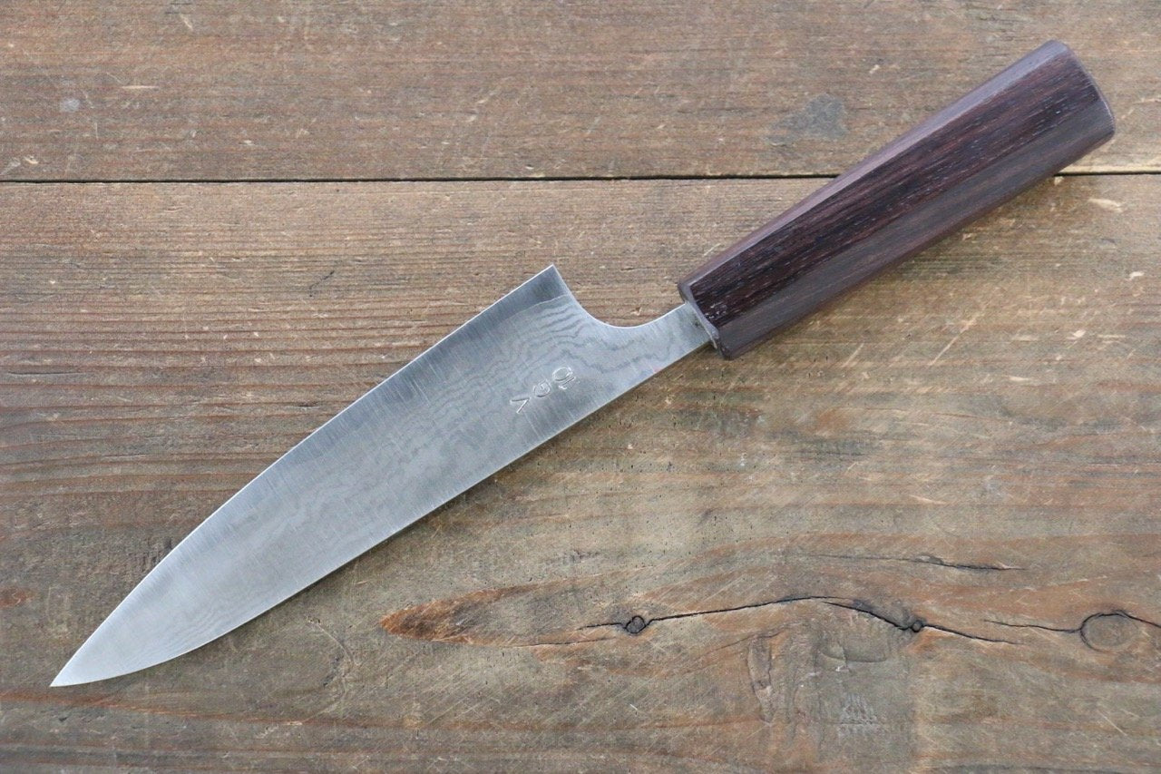 Nao Yamamoto VG10 Damascus Petty-Utility 130mm Shitan Handle - Japanny - Best Japanese Knife