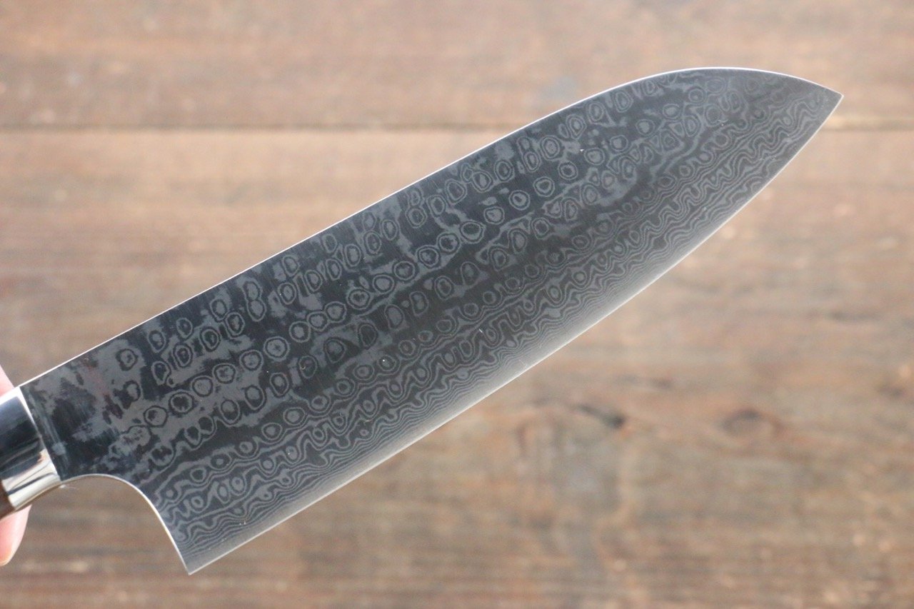 Nao Yamamoto Coreless Damascus Santoku 170mm Ironwood Handle - Japanny - Best Japanese Knife