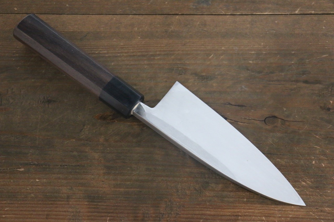 Hideo Kitaoka White Steel No.2 Damascus Deba 150mm Shitan Handle - Japanny - Best Japanese Knife