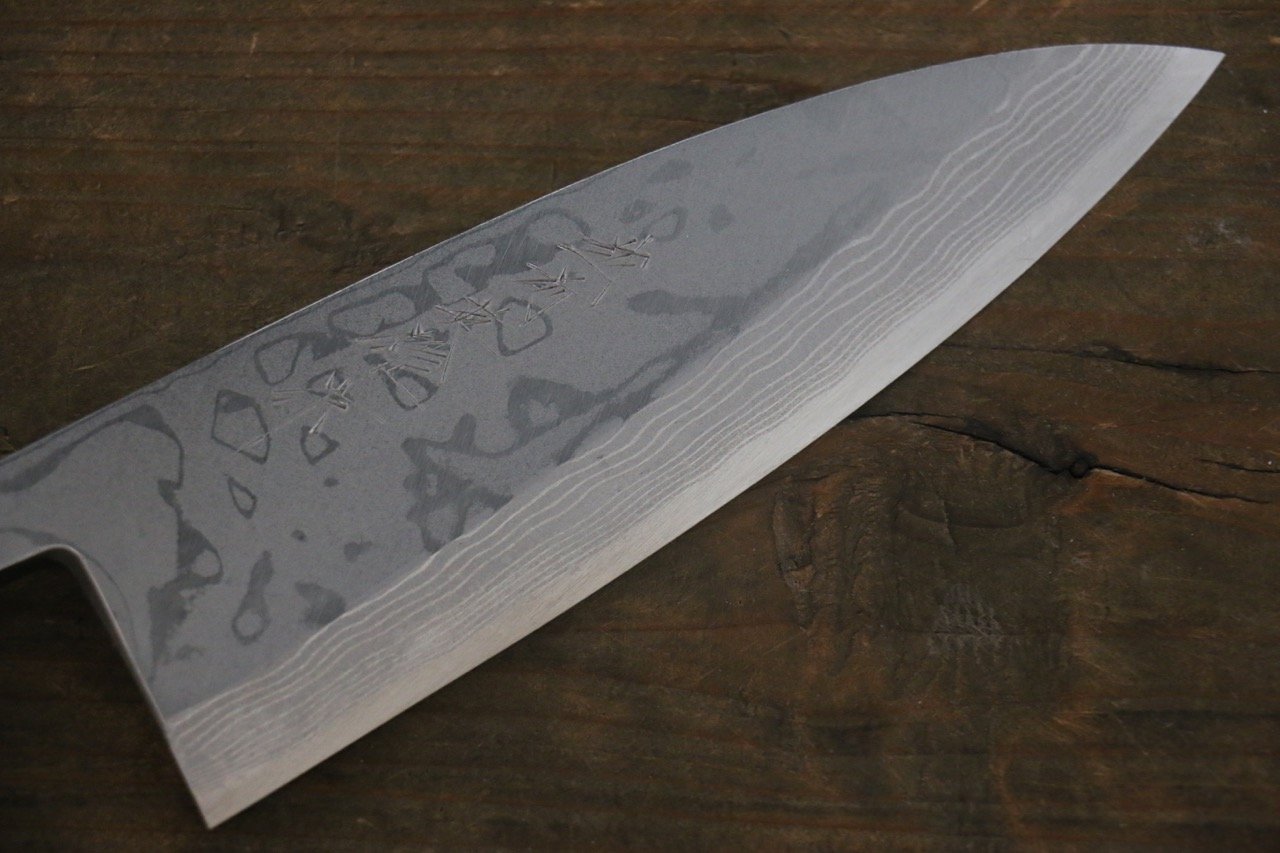 Hideo Kitaoka White Steel No.2 Damascus Deba 150mm Shitan Handle - Japanny - Best Japanese Knife