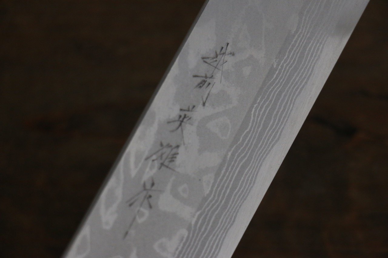 Hideo Kitaoka White Steel No.2 Damascus Kakugata Usuba 180mm Shitan Handle - Japanny - Best Japanese Knife