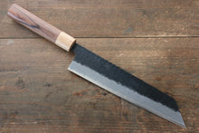  Seisuke Kokubyaku Blue Super Hammered Kurouchi Kiritsuke Gyuto 210mm Morado Handle - Japanny - Best Japanese Knife