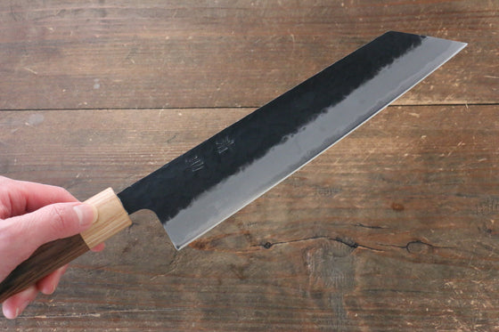 Seisuke Kokubyaku Blue Super Hammered Kurouchi Kiritsuke Gyuto 210mm Morado Handle - Japanny - Best Japanese Knife