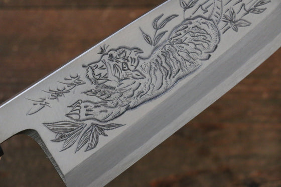 Sakai Takayuki Kasumitogi White Steel Koshitantan engraving Deba - Japanny - Best Japanese Knife