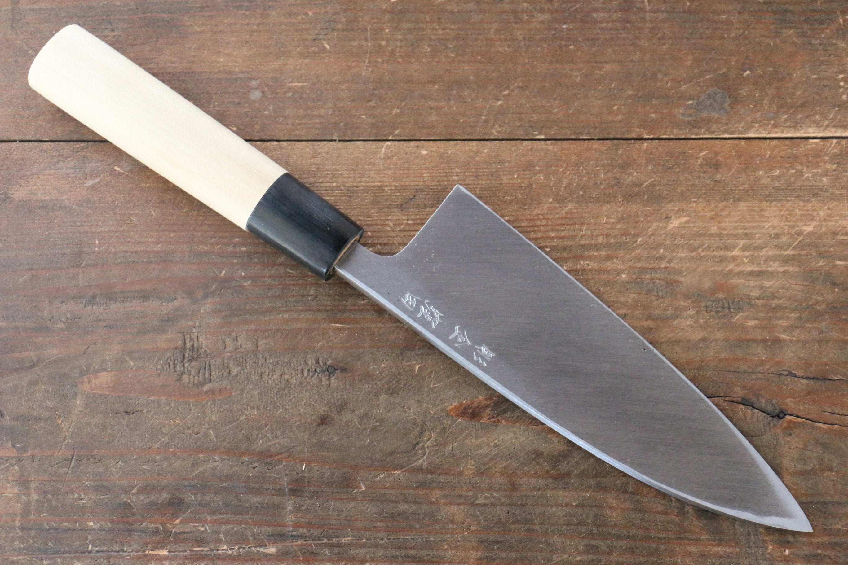Sakai Takayuki Kasumitogi White Steel Shippou engraving Deba - Japanny - Best Japanese Knife