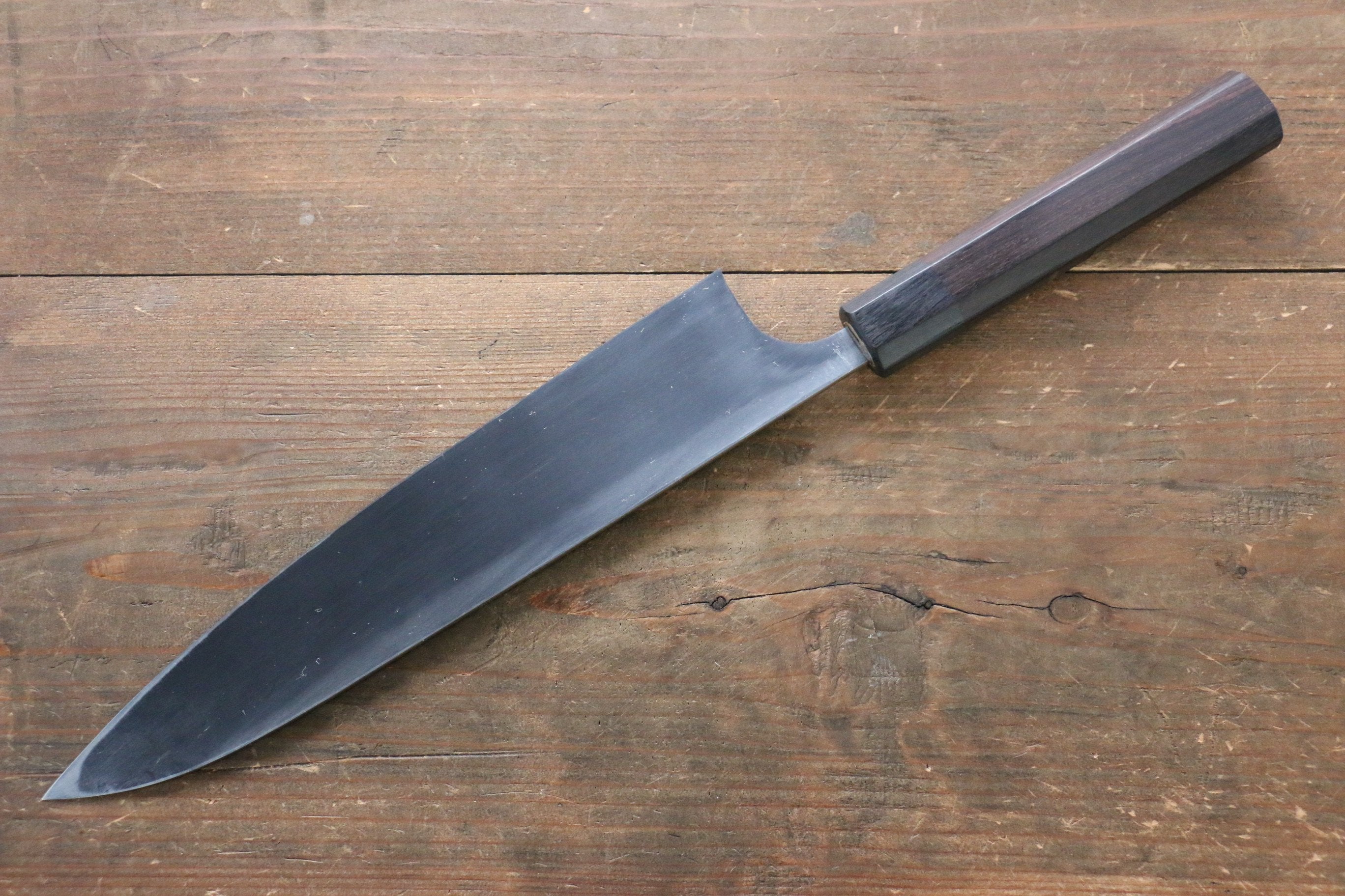 Seisuke [Left Handed] Blue Steel No.2 Hammered Kurouchi Gyuto 240mm Shitan Handle - Japanny - Best Japanese Knife