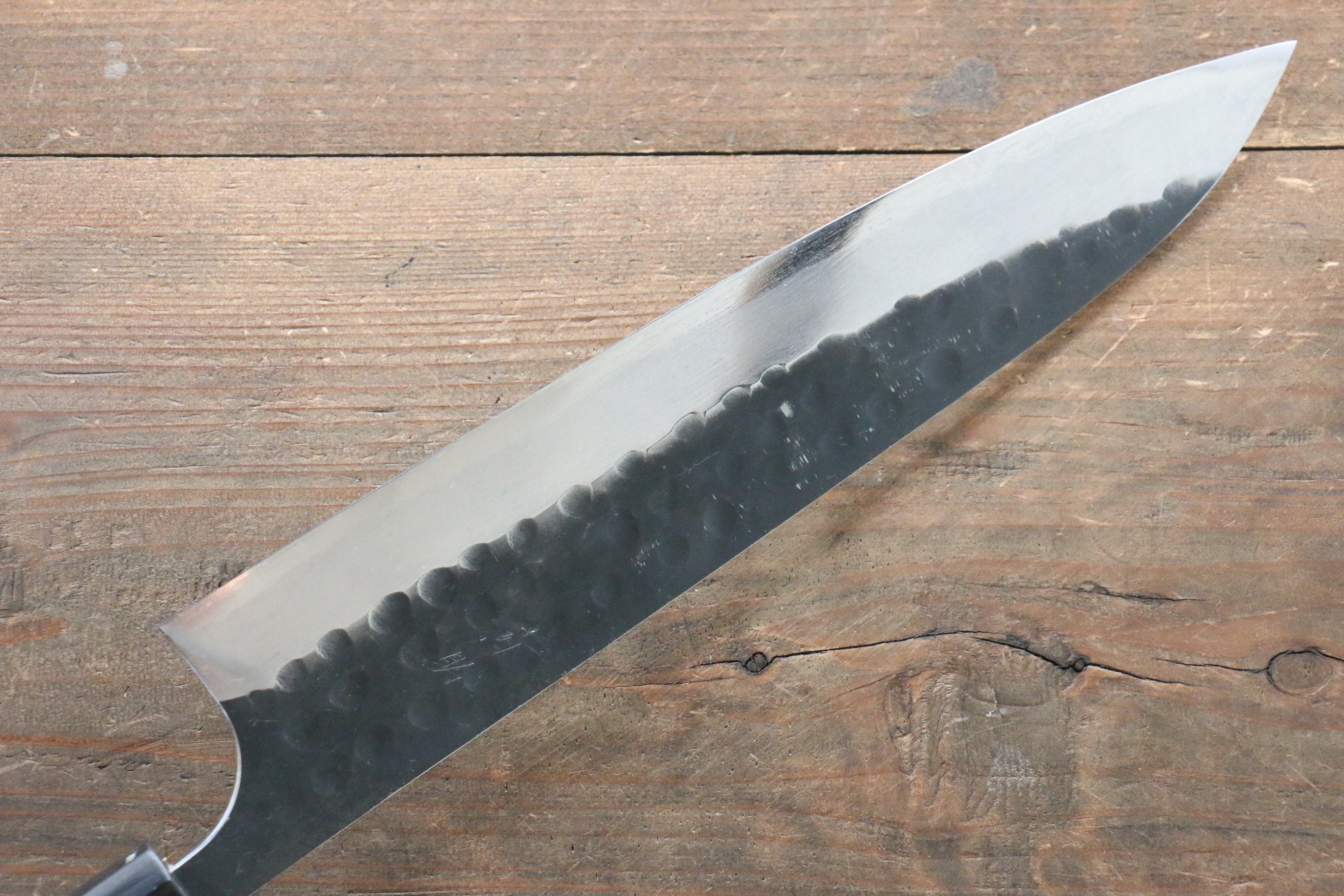 Seisuke [Left Handed] Blue Steel No.2 Hammered Kurouchi Gyuto 240mm Shitan Handle - Japanny - Best Japanese Knife