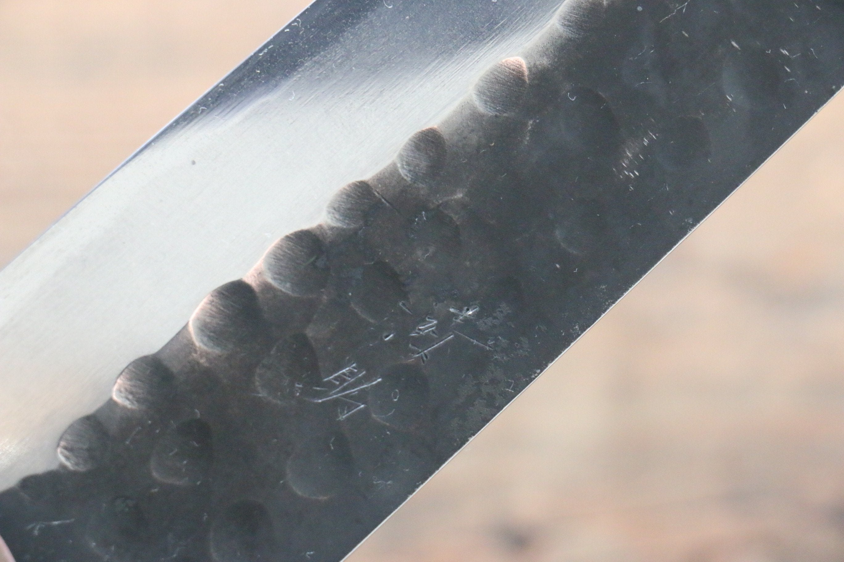 Seisuke [Left Handed] Blue Steel No.2 Hammered Kurouchi Gyuto 240mm Shitan Handle - Japanny - Best Japanese Knife