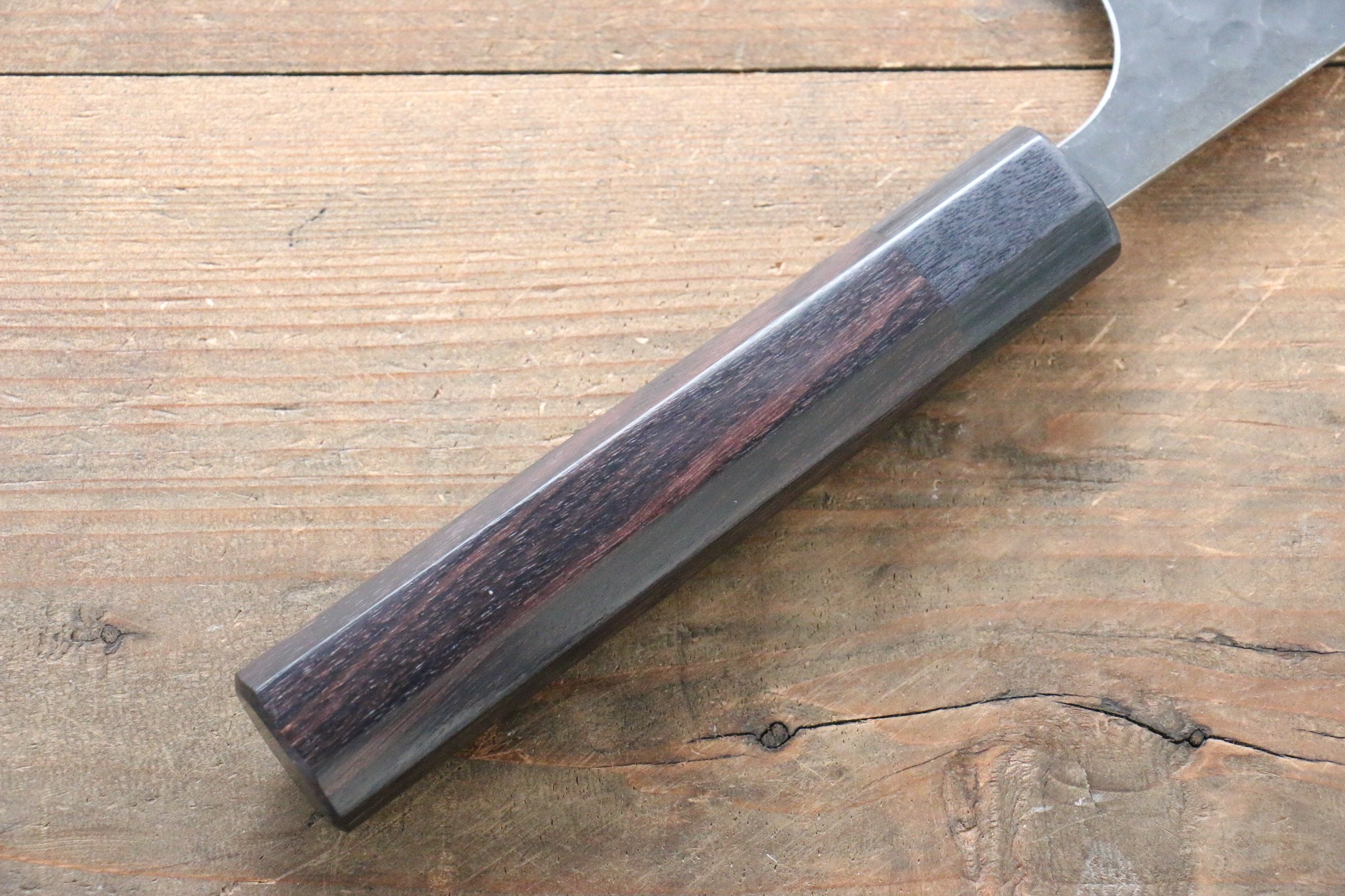 Seisuke [Left Handed] Blue Steel No.2 Hammered Kurouchi Gyuto 240mm Shitan Handle - Japanny - Best Japanese Knife