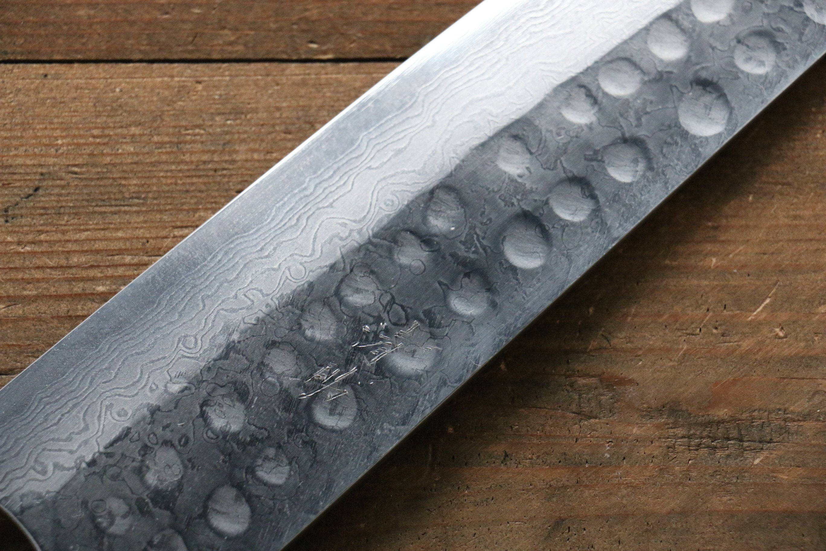 Seisuke [Left Handed] Blue Steel No.2 Hammered Damascus Gyuto 240mm Shitan Handle - Japanny - Best Japanese Knife