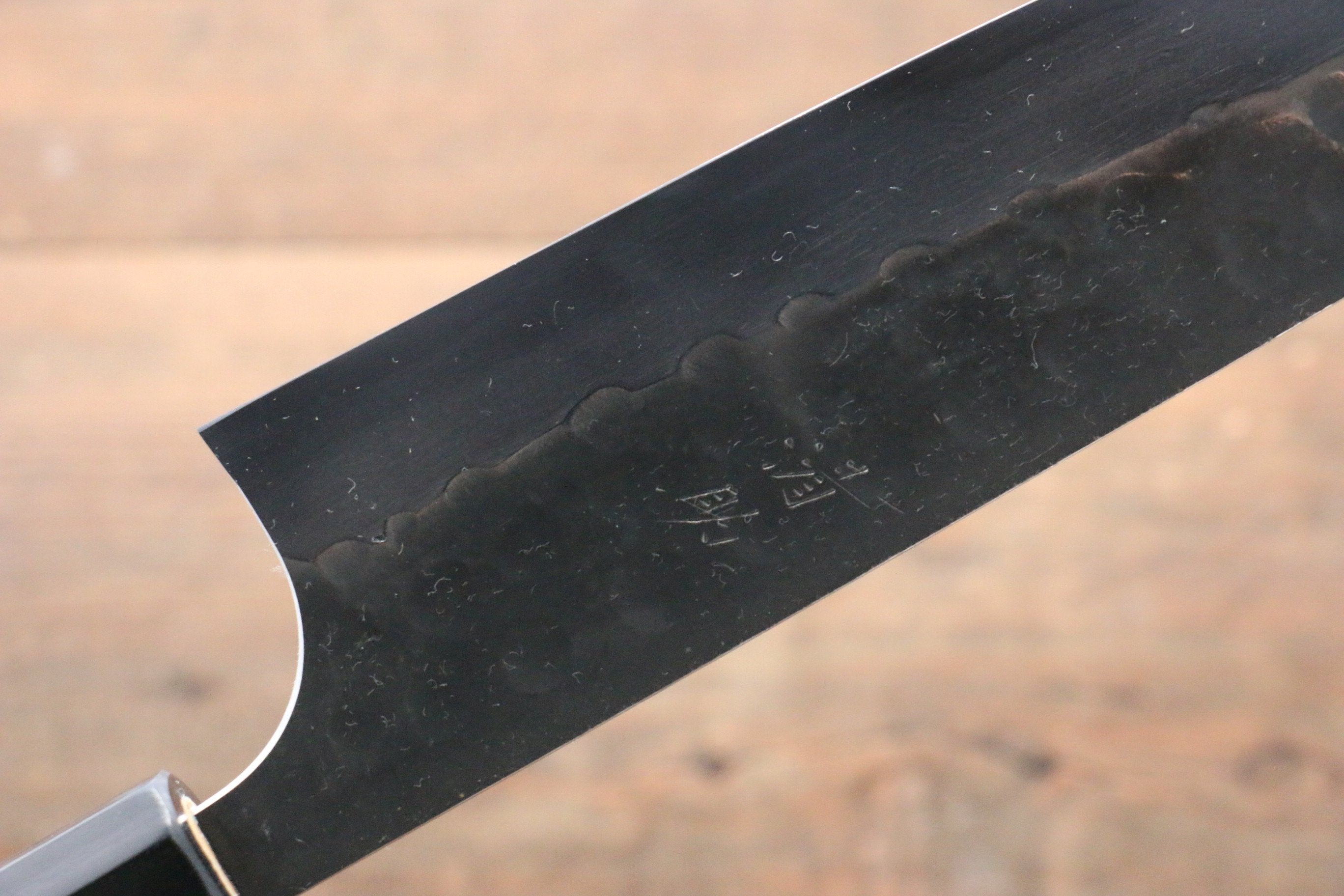 Seisuke [Left Handed] Blue Steel No.2 Hammered Kurouchi Gyuto 210mm Shitan Handle - Japanny - Best Japanese Knife