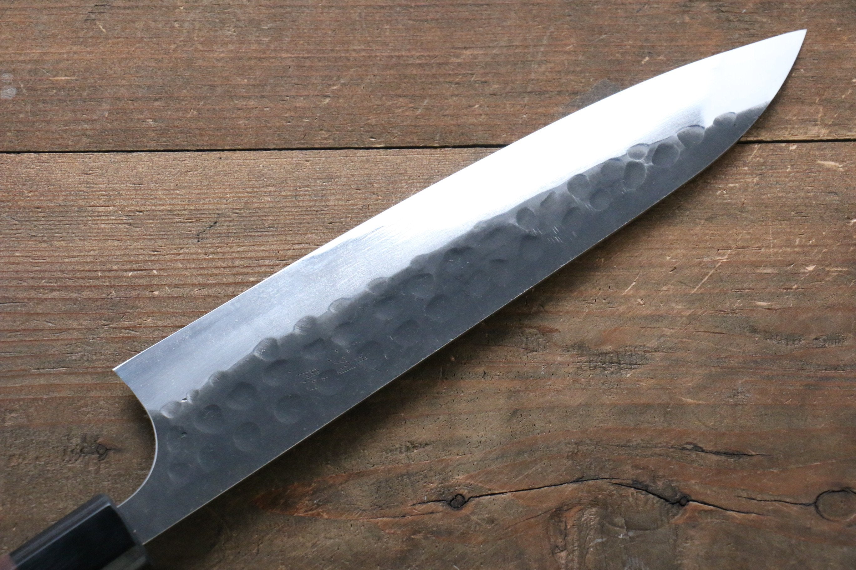 Seisuke [Left Handed] Blue Steel No.2 Hammered Kurouchi Gyuto 210mm Shitan Handle - Japanny - Best Japanese Knife