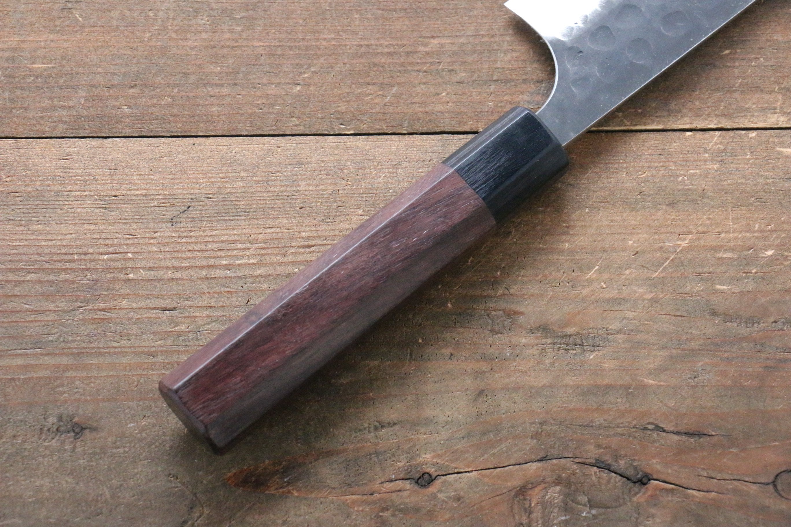 Seisuke [Left Handed] Blue Steel No.2 Hammered Kurouchi Gyuto 210mm Shitan Handle - Japanny - Best Japanese Knife