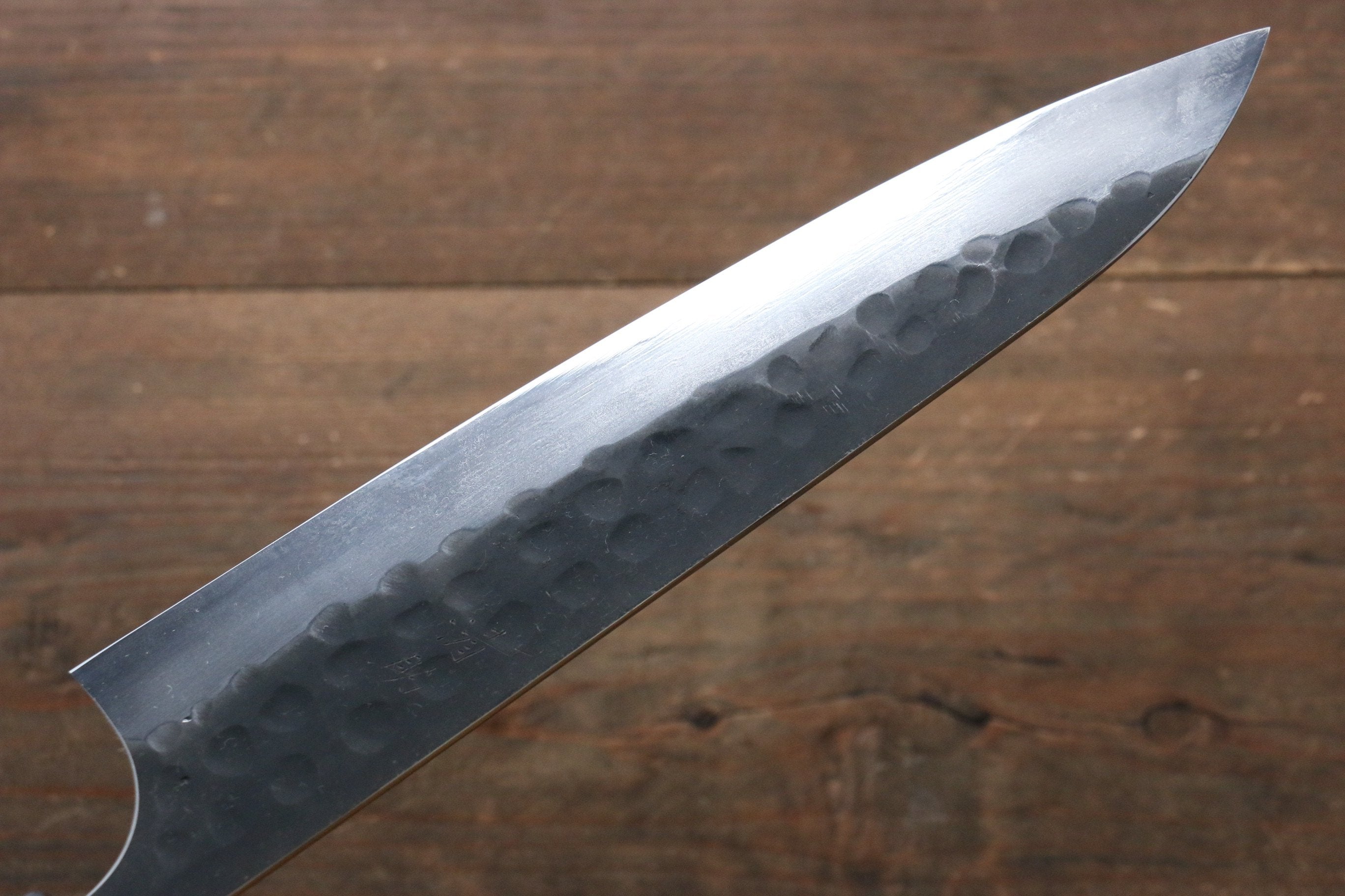 Seisuke [Left Handed] Blue Steel No.2 Hammered Kurouchi Gyuto 210mm Shitan Handle - Japanny - Best Japanese Knife