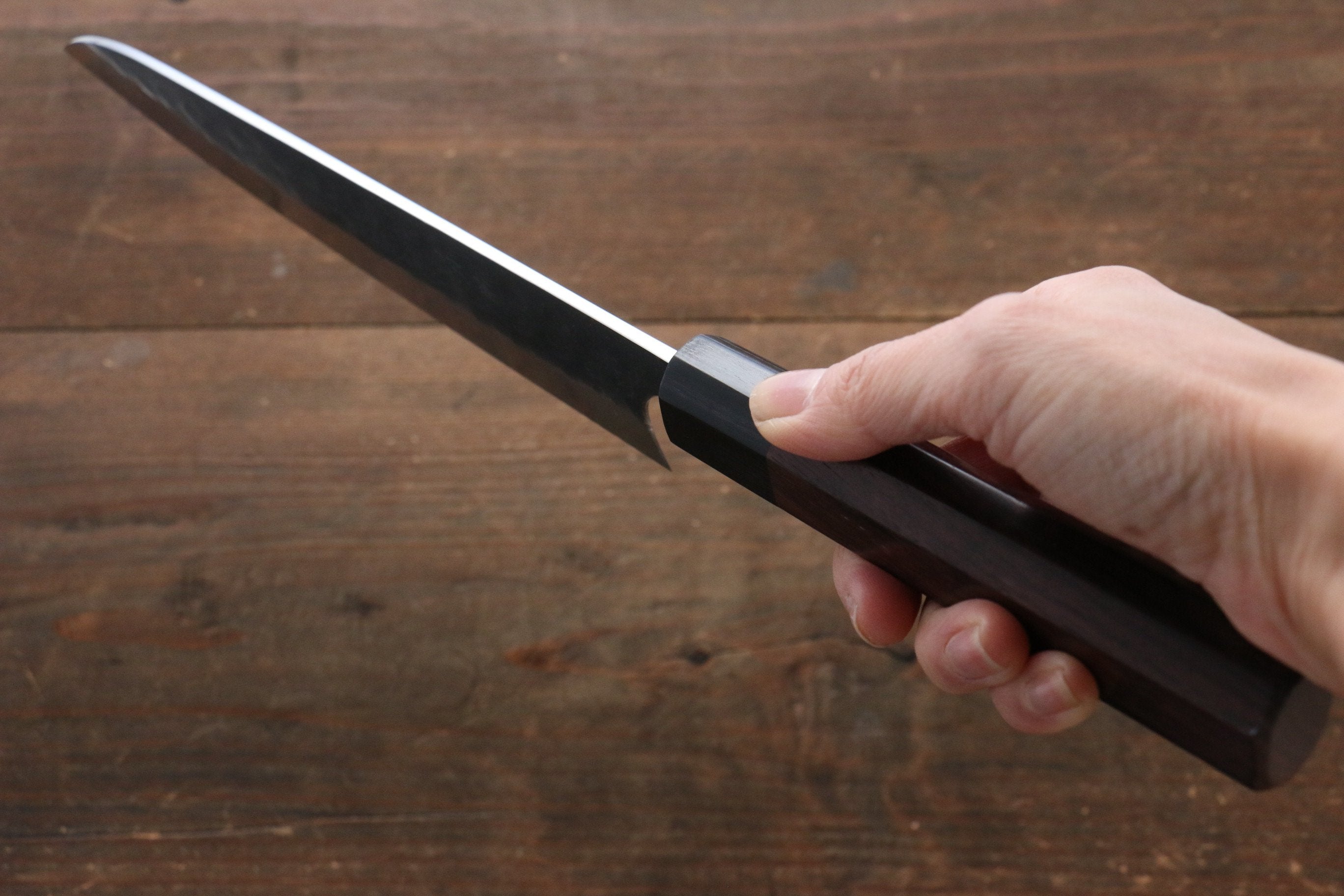 Seisuke [Left Handed] Blue Steel No.2 Hammered Kurouchi Gyuto 210mm Shitan Handle - Japanny - Best Japanese Knife