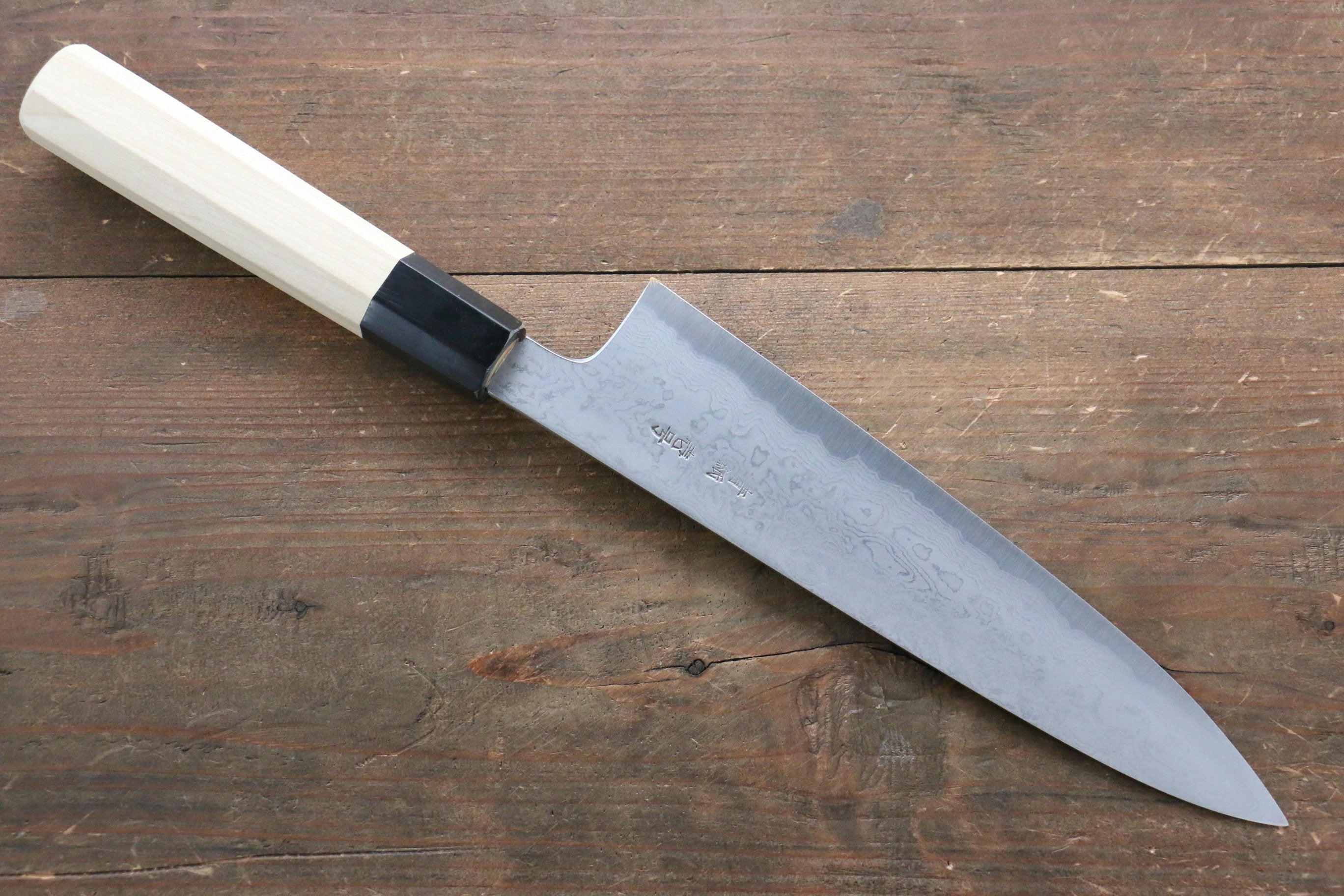 Kikumori Blue Steel No.1 Damascus Gyuto 210mm with Magnolia Handle - Japanny - Best Japanese Knife